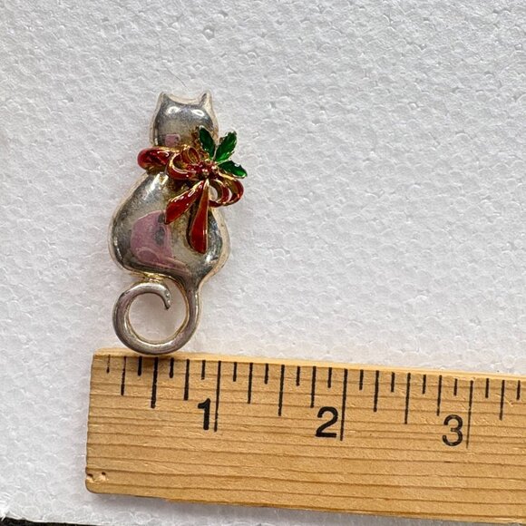 Christmas Collection Brooch Holiday Lapel Pins Set of 7 VTG Cats reindeer candy - Picture 10 of 16